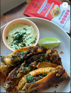 Crispy baked beef tacos on a tray