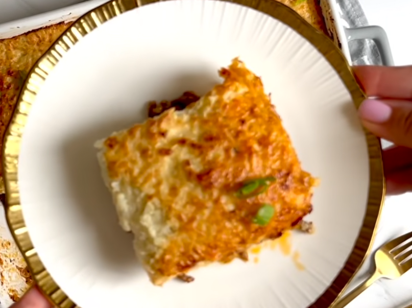 Cauliflower cottage pie in a baking dish