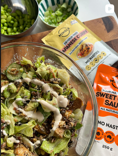 Japanese curry crispy rice salad in a bowl