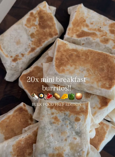 Breakfast burritos wrapped in baking paper