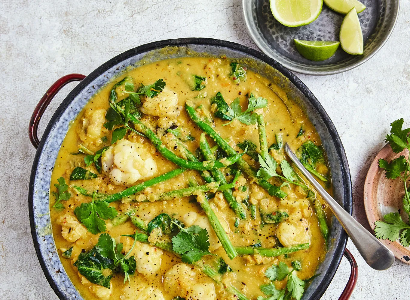 South Indian chicken and lentil curry in a bowl